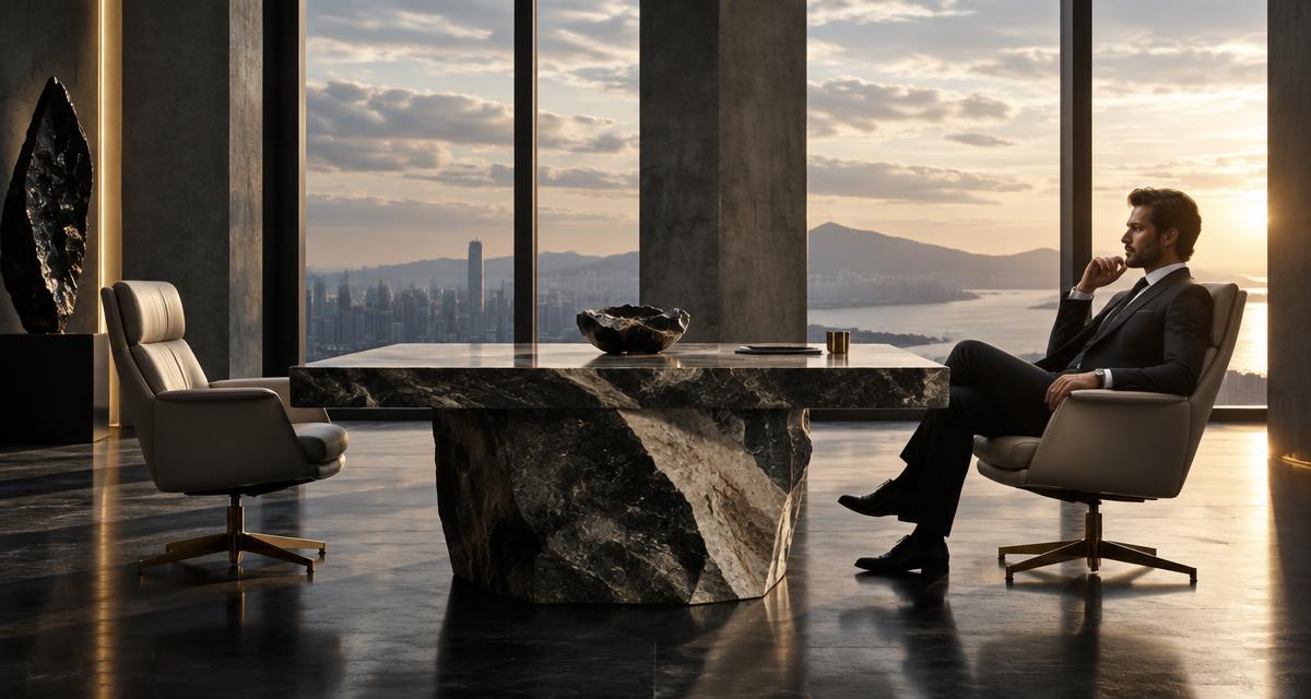 A private strategy conversation across a monumental stone table