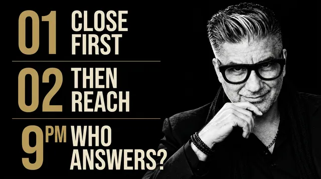 Peter Anthony beside an infographic: close first, then reach, who answers at 9 PM